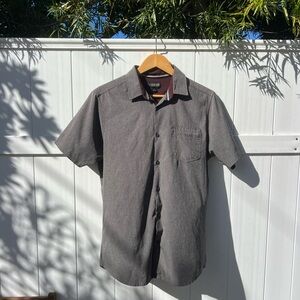 Men's Gray Short Sleeve Button Up